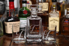 Load image into Gallery viewer, 3 Piece Glass Decanter Set with Customized Etching