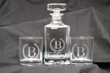 Load image into Gallery viewer, 3 Piece Glass Decanter Set with Customized Etching