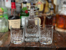 Load image into Gallery viewer, 3 Piece Glass Decanter Set with Customized Etching